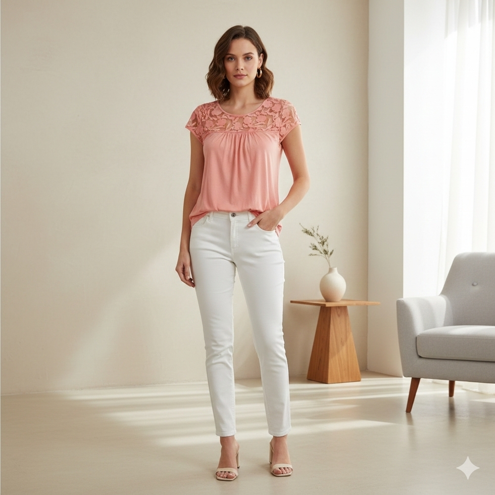 Banana Republic Factory Peach Lace Blouse